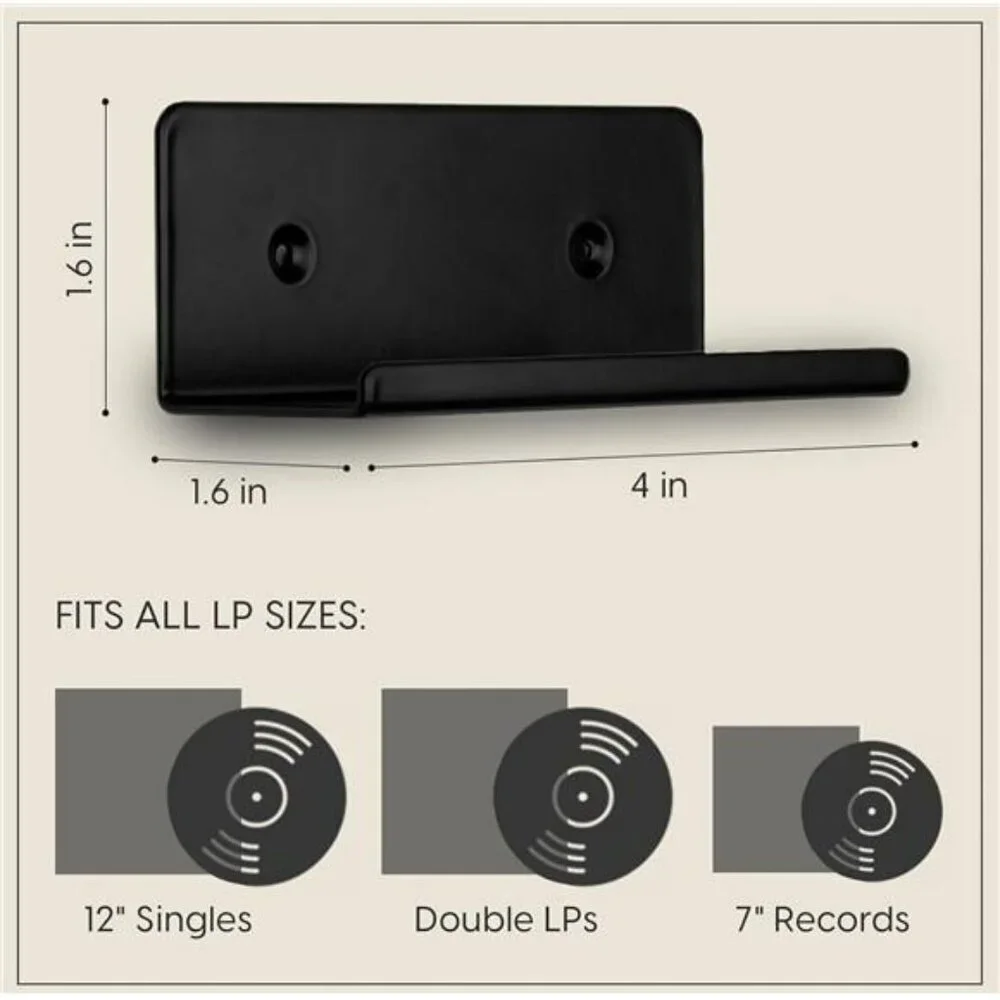 Set of 6 Wall Mounted Vinyl Record Display Shelves Metal Album Holder Racks
